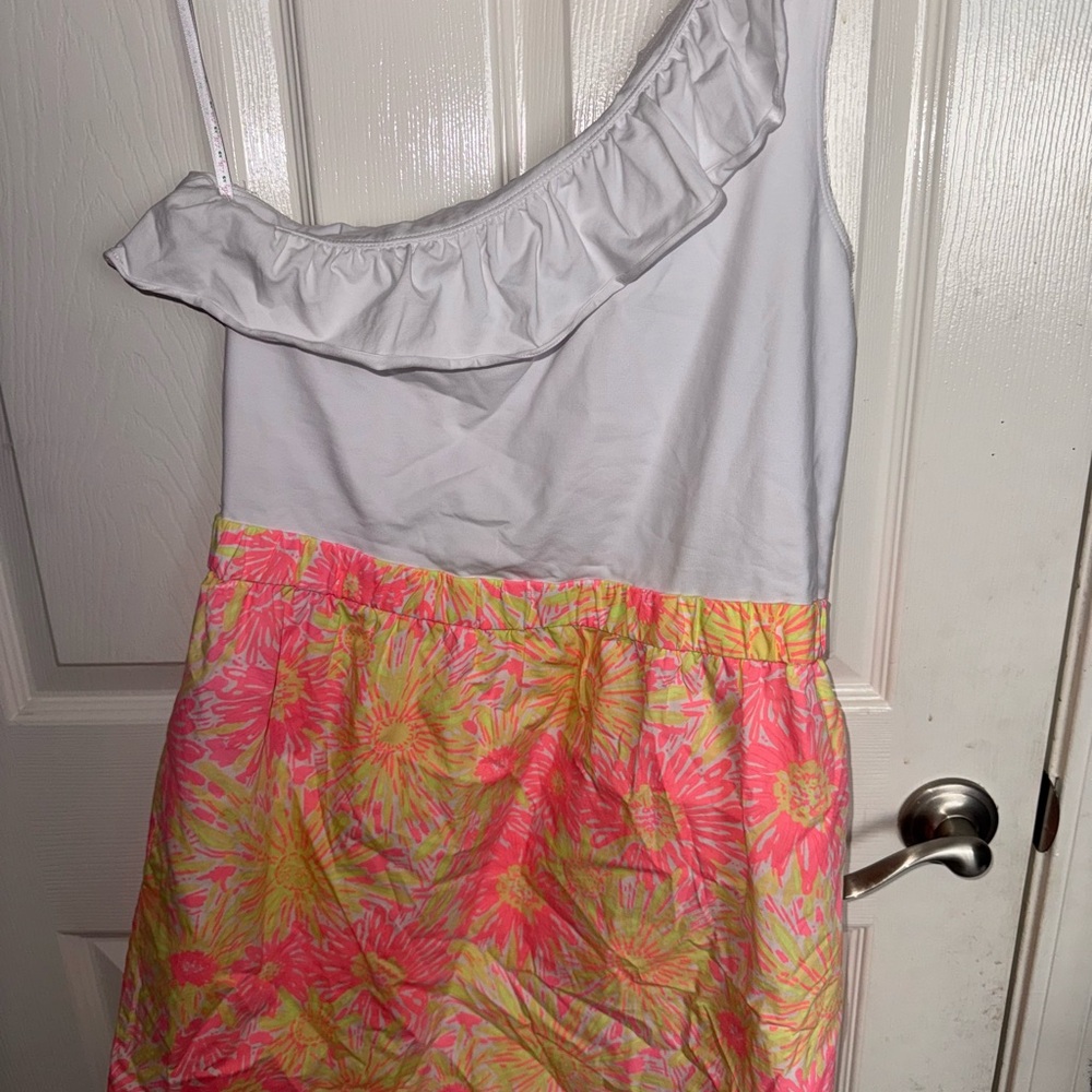 Lilly Pulitzer One-Shoulder Warm Floral Yellow Dress